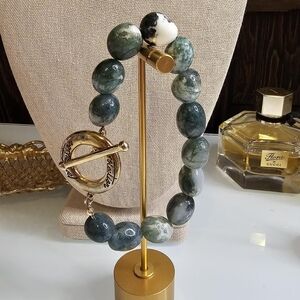 Moss Agate Protection Toggle Clasp Bracelet